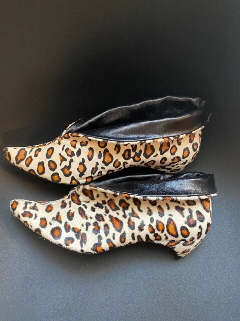 New HANDMADE Genuine Leather Animal Print Kitten Heel Bootie Boots NYC Designer - Picture 7 of 14